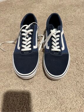 Vans Navy Canvas Low-Top Sneakers with White Stripe